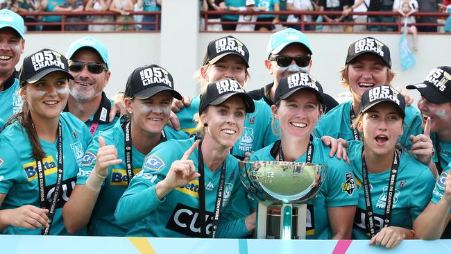 The Heat celebrate the win after the WBBL final last season. Picture: Getty Images