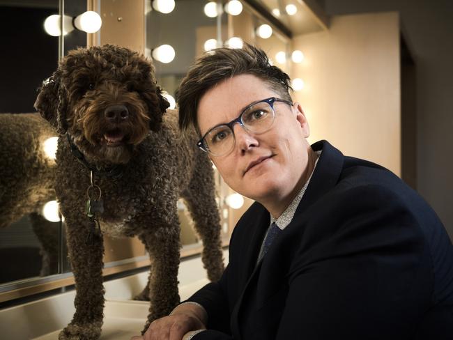 Hannah Gadsby with one of her beloved dogs Douglas.