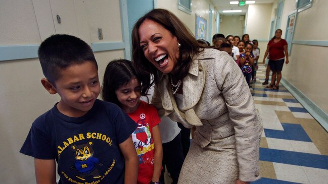 Harris in Los Angeles as she campaigned against truancy in 2014. Picture: Mel Melcon/Los Angeles Times/Getty Images/he Times