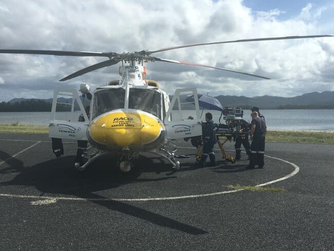 A rider flipped over the handle bars of his bike and slammed into a tree while riding a dirt track from Eungella Dam to Pinnacle. The RACQ CQ Rescue chopper was called to winch the man and fly him to Mackay Base Hospital