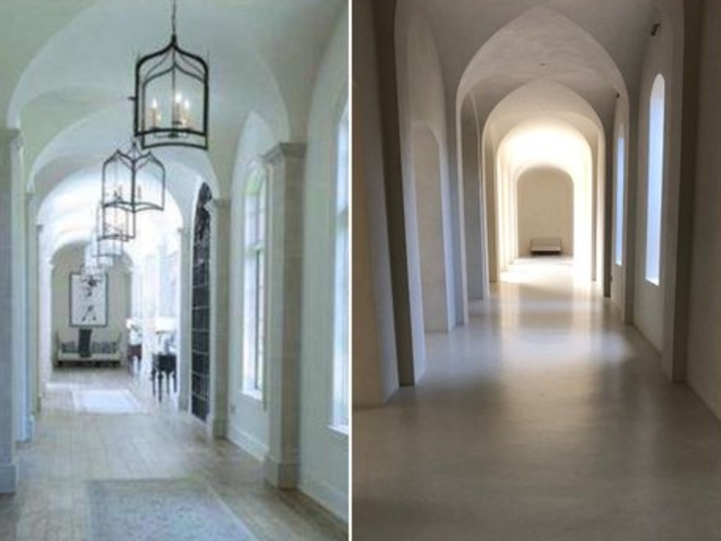 West previously showed off the renovations at their Los Angeles home (right), which looks strikingly different from the listing photo in 2014 (left). Picture: realtor.com/Twitter (kanyewest)