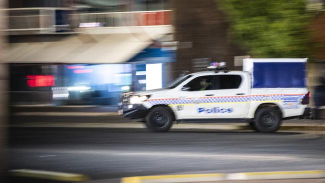 Northern Territory police patrol Alice Springs at night, Friday, February 3, 2023. Picture: Kevin Farmer