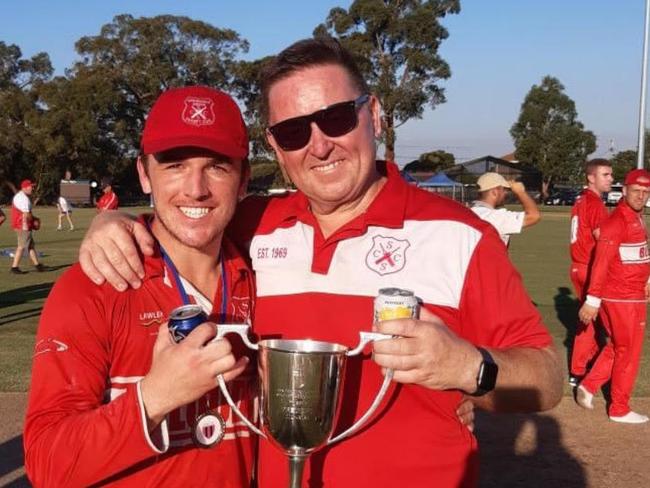 A proud Bloods president Jason Quirk with son Ryan.