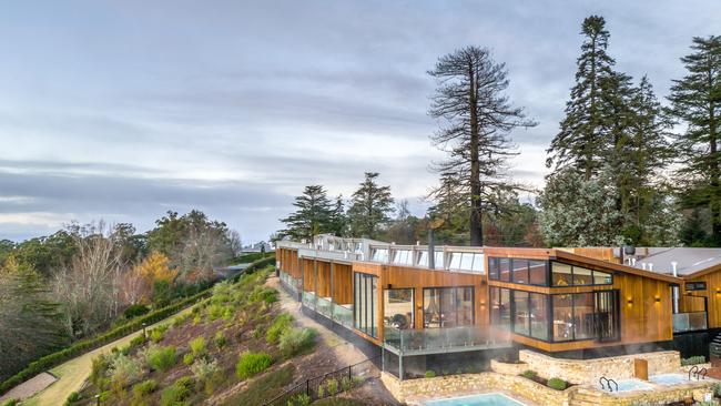 Sequoia Luxury Lodge in South Australia with its famous Sequoia trees in the background.