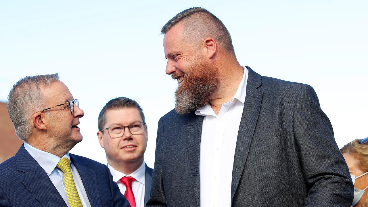 Labor leader Anthony Albanese with candidate Dan Repacholi. Picture: Toby Zerna