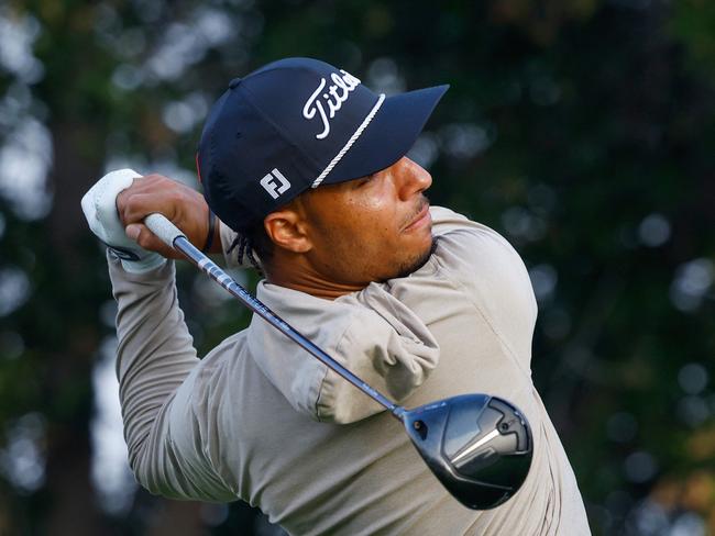 Danny List of Australia tees off during the first day of the European Tour of Qatar Masters golf tournament in Doha on February 6, 2025. (Photo by KARIM JAAFAR / AFP)