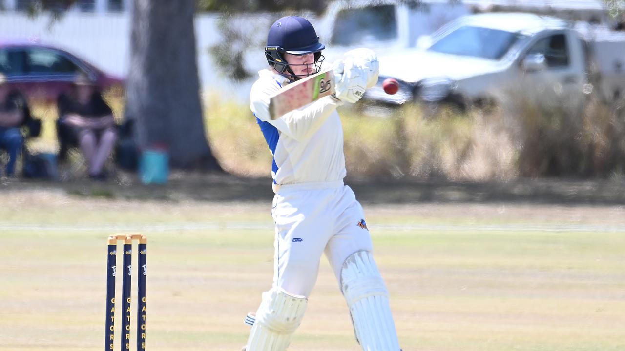 Sandgate-Redcliffe batsman Liam Mills in third grade on day one of the clash with Valley. Picture, John Gass