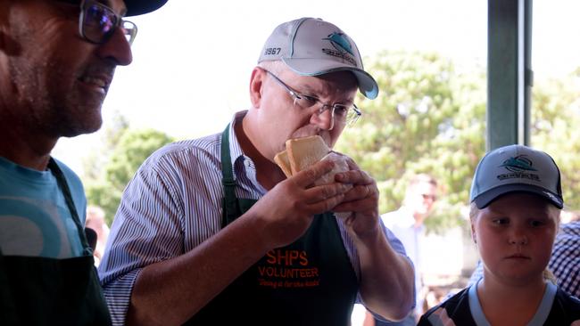 Prime Minister Scott Morrison during a visit to Sylvania Heights Public School during the 2019 NSW state election in Sydney. Picture: Tracey Nearmy/Daily Telegraph