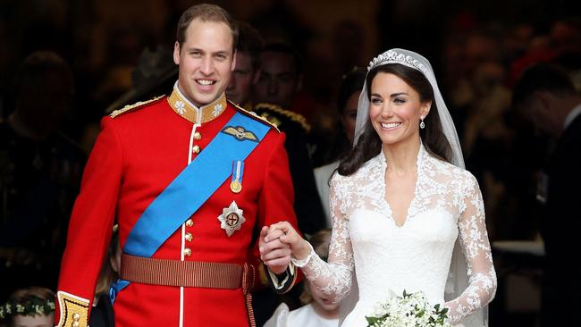 Prince William, Duke of Cambridge and Catherine, Duchess of Cambridge, smile following their marriage at Westminster Abbey on April 29, 2011. Picture: Getty Images