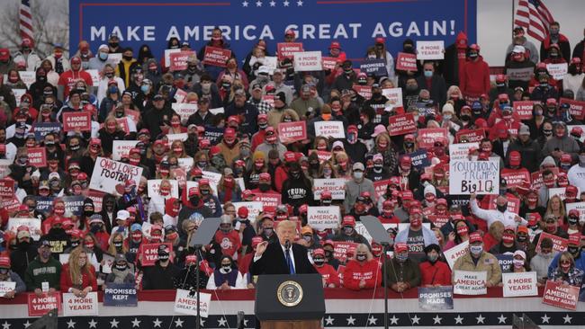 President Donald Trump speaks to supporters during a campaign event on October 24 in Circleville, Ohio.