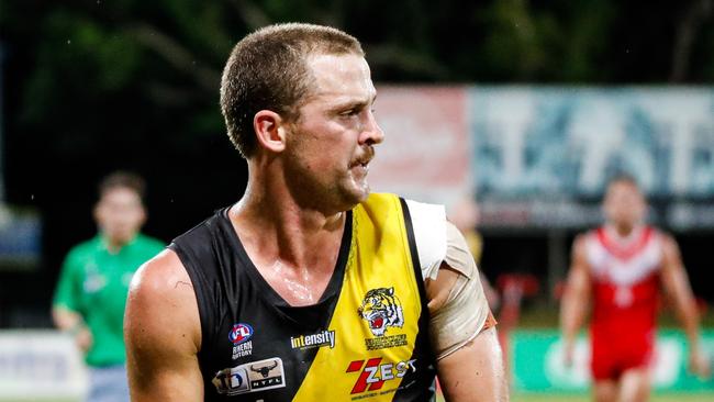 Nightcliff Tigers player Zachary Moody in the 2023-24 NTFL season. Picture: Celina Whan / AFLNT Media