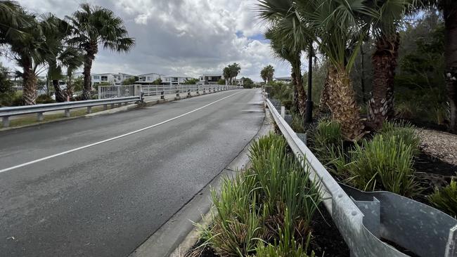 A bridge at Riverlinks in Helensvale where residents used their own vehicles to block the escape of alleged thieves in the early hours of April 27.,