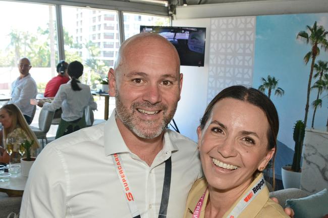 Paul and Tamara Valenti in The Lounge at GC500 corporate suites, Main Beach. Pic: Regina King