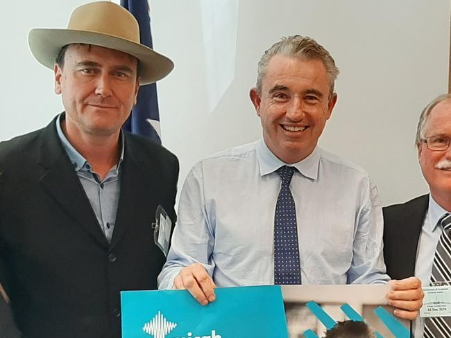 Kevin Hogan with Micah Australia representatives in Canberra, including Luke Vassella and Ian Phillips. Photo: Kevin Hogan