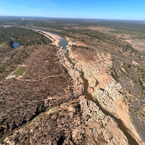 Aerial view of the proposed location to build Big Rocks Weir. Picture: National Water Grid Fund.