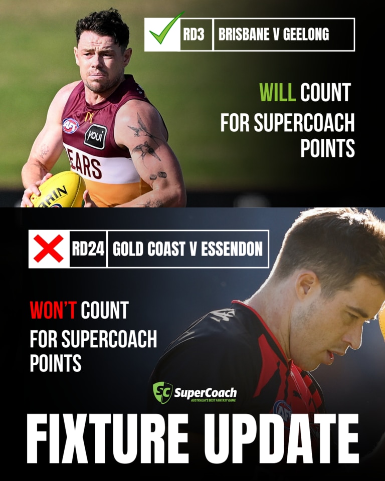 SuperCoach fixture update following postponed AFL games.