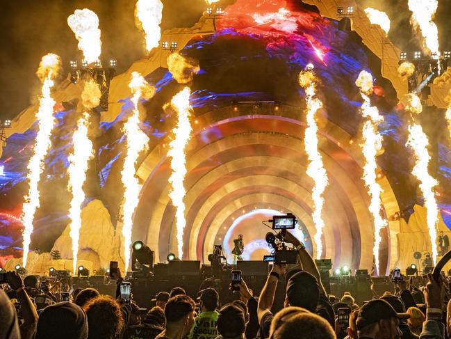 Travis Scott performs during the Astroworld Festival in Houston, which left eight people dead. Picture: Erika Goldring/WireImage