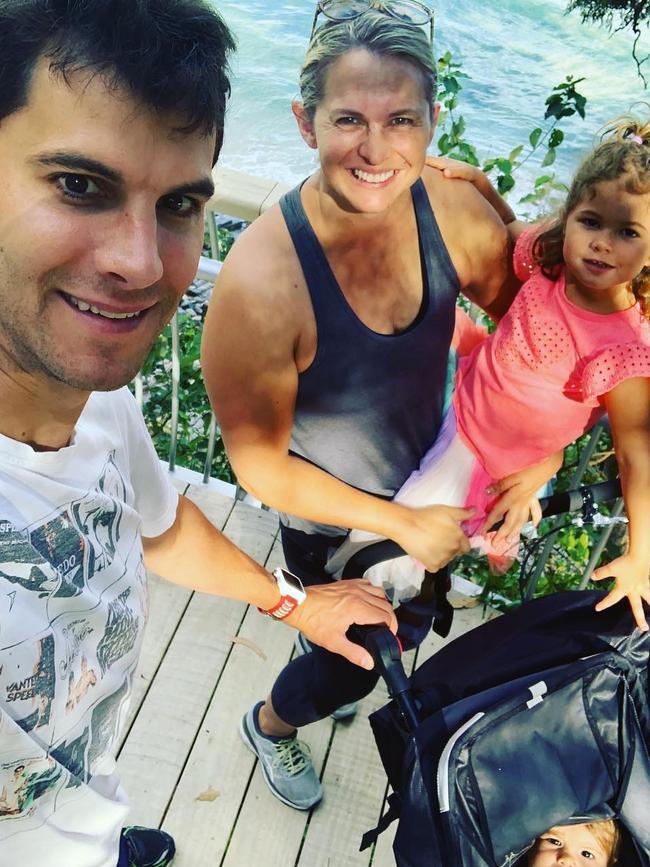 Trickett with husband Luke and children Poppy and Eddie in Noosa in January. (Picture: Supplied)