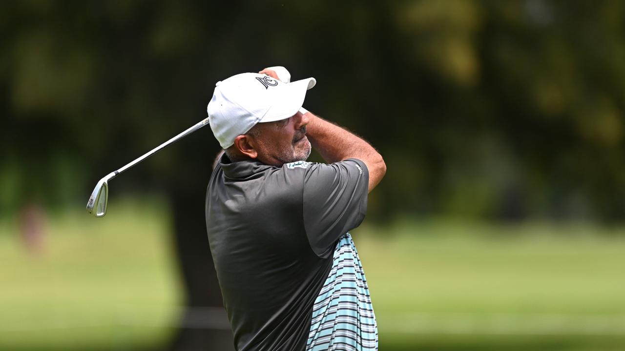 BUENOS AIRES, ARGENTINA - FEBRUARY 29: Angel Cabrera of Argentina plays a shot on the 4th hole during the first round of the 117 Visa Argentina Open presented by Macro at Olivos Golf Club on February 29, 2024 in Buenos Aires, Argentina. (Photo by Rodrigo Valle/Getty Images)