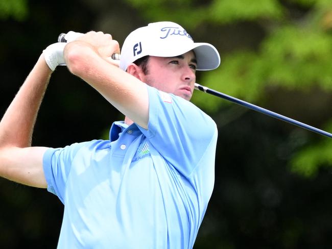 BRISBANE, AUSTRALIA – NOVEMBER 23: Elvis Smylie of Queensland plays a shot during day one of the 2023 Australian PGA Championship at Royal Queensland Golf Club on November 23, 2023 in Brisbane, Australia. (Photo by Bradley Kanaris/Getty Images)