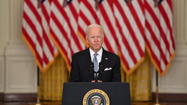 US President Joe Biden delivers a statement about the situation in Afghanistan in the East Room of the White House. Picture: AFP