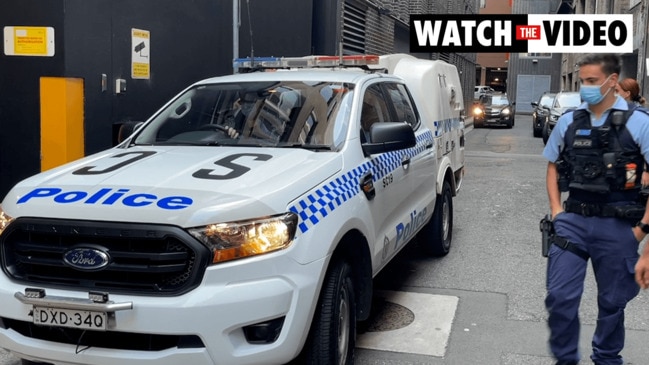 Andrew O'Keefe screaming and banging in paddy wagon as he is taken to Sydney Police Centre