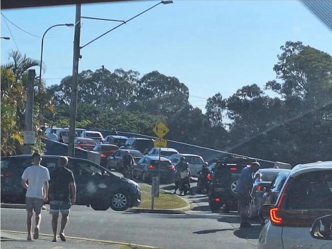 Traffic congestion on Chevron Island after a collision between a cyclist and car at the intersection of Bundall Road and Slayer Ave on Sunday, August 20, 2023. Picture: Karl Mezaks