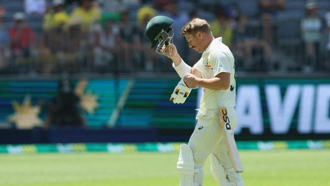 Warner has not scored a test century since a knock of 111* against New Zealand in January 2020. (Photo by TREVOR COLLENS / AFP) /