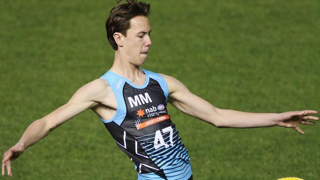 Tyler Brown testing at the AFL Draft combine. Picture: Getty Images