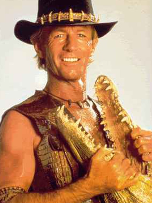 Paul Hogan as Crocodile Dundee.