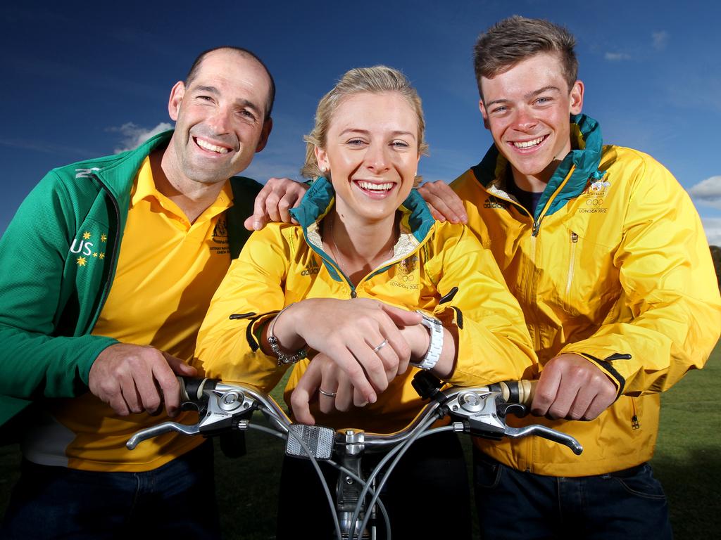 Amy's Ride SA charity cycling event ambassadors Kieran Modra, Annette Edmondson and Alex Edmondson.