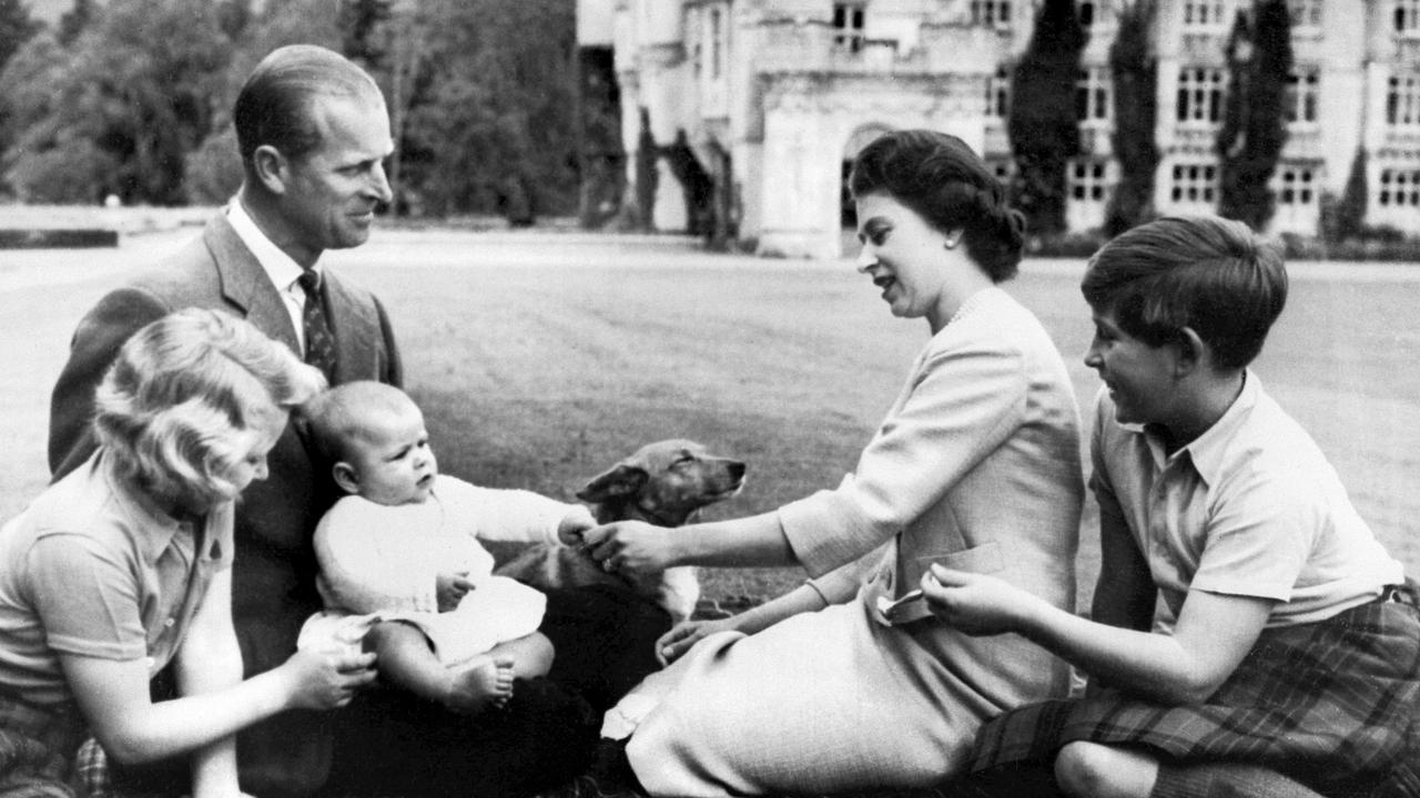 Britain's Queen Elizabeth II and Prince Philip, Duke of Edinburgh and their three children Prince Charles (R), Princess Anne (L) and Prince Andrew (middle) pose in the grounds of Balmoral Castle, near the village of Crathie in Aberdeenshire, September 9, 1960. Picture: AFP