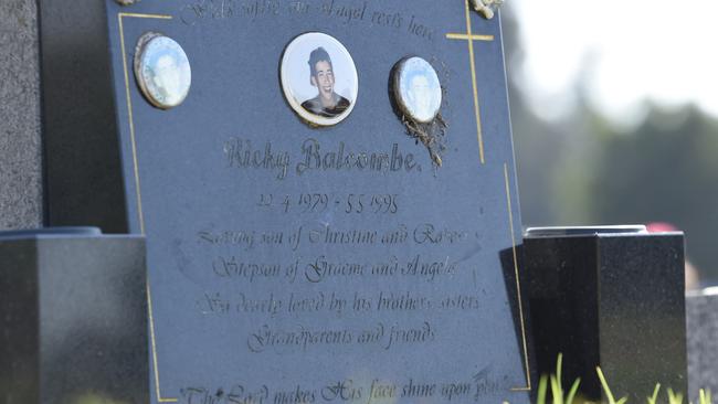 Ricky Balcombe's grave at Geelong Eastern Cemetery. Picture: Alan Barber