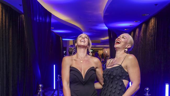 Kylie Keszegi & Hayley Kidson arriving at the Kollosche People's Ball at The Star. Picture: Glenn Campbell