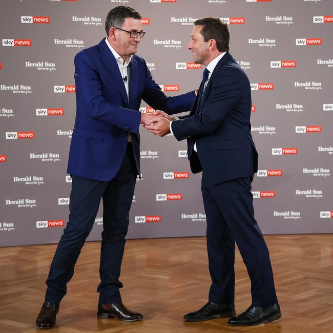 Victorian Premier Daniel Andrews and Opposition Leader Matthew Guy. Picture: Ian Currie