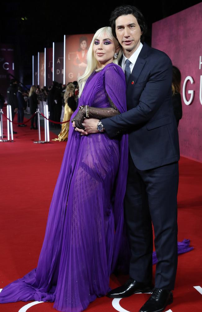 Gaga and Adam Driver play onscreen lovers in House of Gucci. Picture: Tristan Fewings/Getty Images for Metro-Goldwyn-Mayer Studios and Universal Pictures