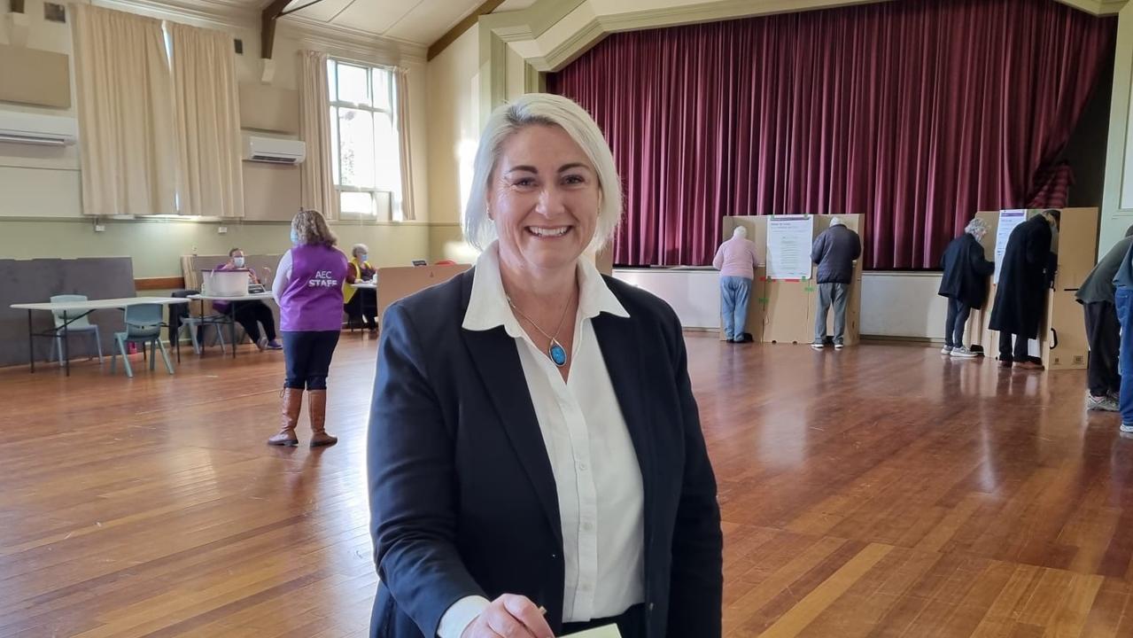 Liberal candidate for Lyons Susie Bower voting at Westbury.