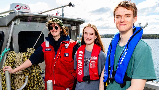 Fulcrum Robotics Environmental Officer Emma Savage. Year 11 student Helen Lawrence and Year 12 student Ben Scott. Supplied: Linda Higginson