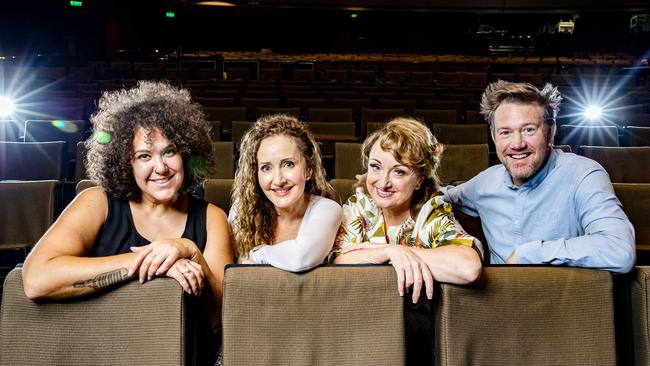 Donovan and co-stars Marina Prior, Caroline O'Connor and Eddie Perfect will soon be bringing 9 To 5 to Melbourne. Picture: Richard Walker