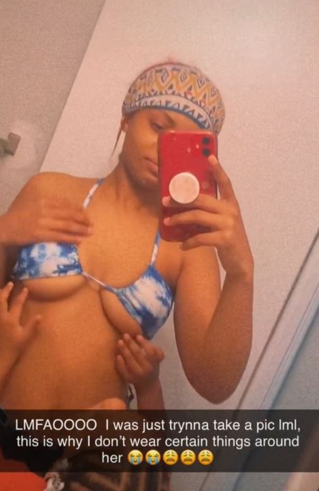 A woman on TikTok revealed her daughter’s reaction to a racy swimwear trend. Picture: TikTok/@prxttyface_jass