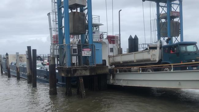 A truck gets off a car barge at Redland Bay barge terminal. Picture: Judith Kerr