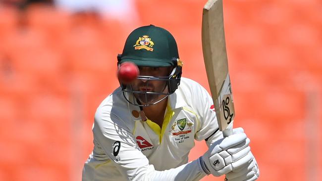 Nathan Lyon faced 96 balls for his 34. Picture: Punit PARANJPE / AFP