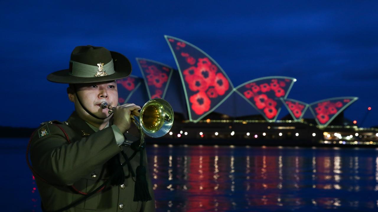 Sydney Opera House illuminated with poppies as we remember