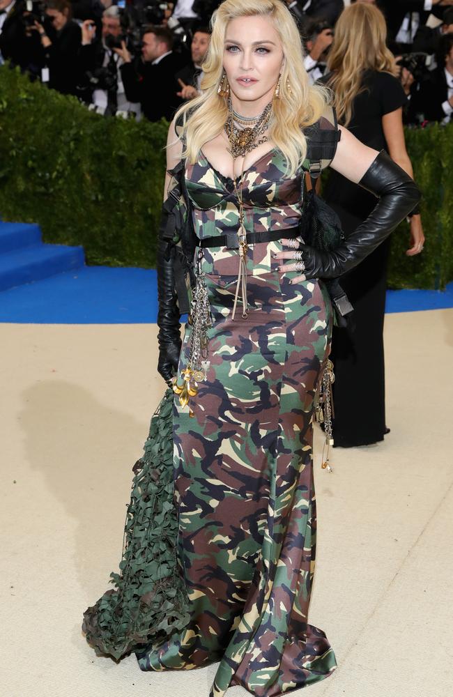 Madonna appeared to be ready for battle in a Jeremy Scott creation.