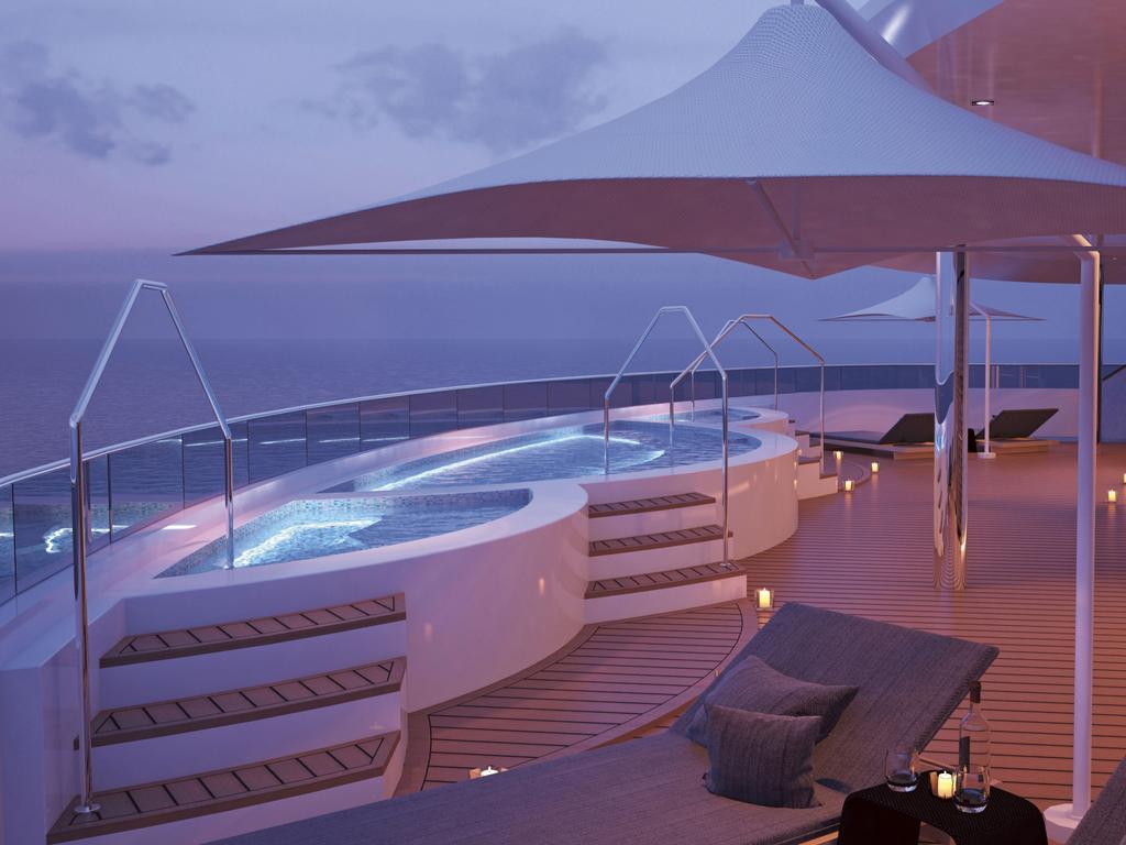 The mega yacht boasts both indoor and outdoor plunge pools. Picture: Supplied