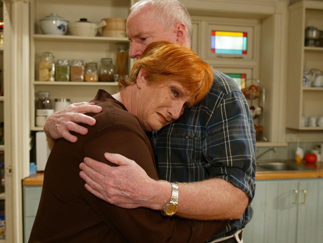 Home and Away: Morag breaks down in Alf's arms.