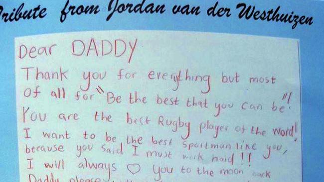 Joost van der Westhuizen son Jordan’s Liverpool letter memorial | news ...