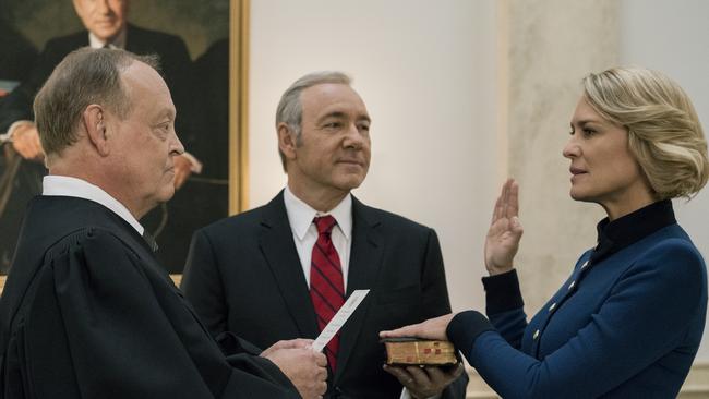 House Of Cards: Robin Wright as Claire Underwood and right Kevin Spacey as Frank Underwood.