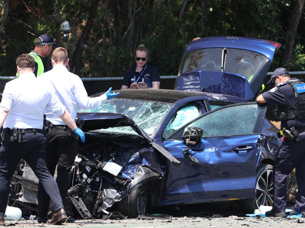 The crash happened at Dohles Rocks Road at Murrumba Downs on Thursday. Picture Lachie Millard