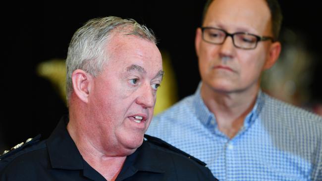 Mark Jones CFS Chief Officer speaks to media during the Salvation Army prepared Christmas Lunch at Gumeracha Oval on Christmas Day. Picture: Mark Brake